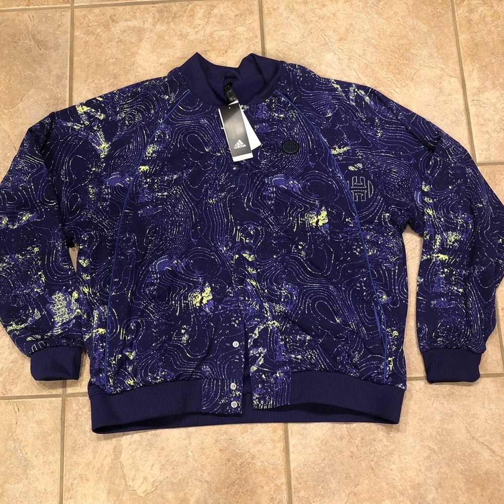 NWT adidas Originals Harden Purple Galaxy Bomber Jacket, Large Men's